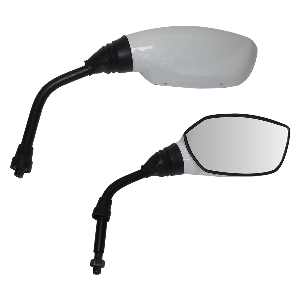 Apache Pearly White Mirror Set  Clear Visibility & Style